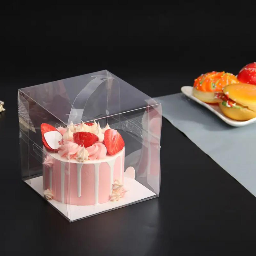 10 шт. Прозрачные пластиковые коробки для тортов с ручками, универсальные индивидуальные контейнеры для десертов на свадьбы, дни рождения, юбилеи, Рождество, Хэллоуин