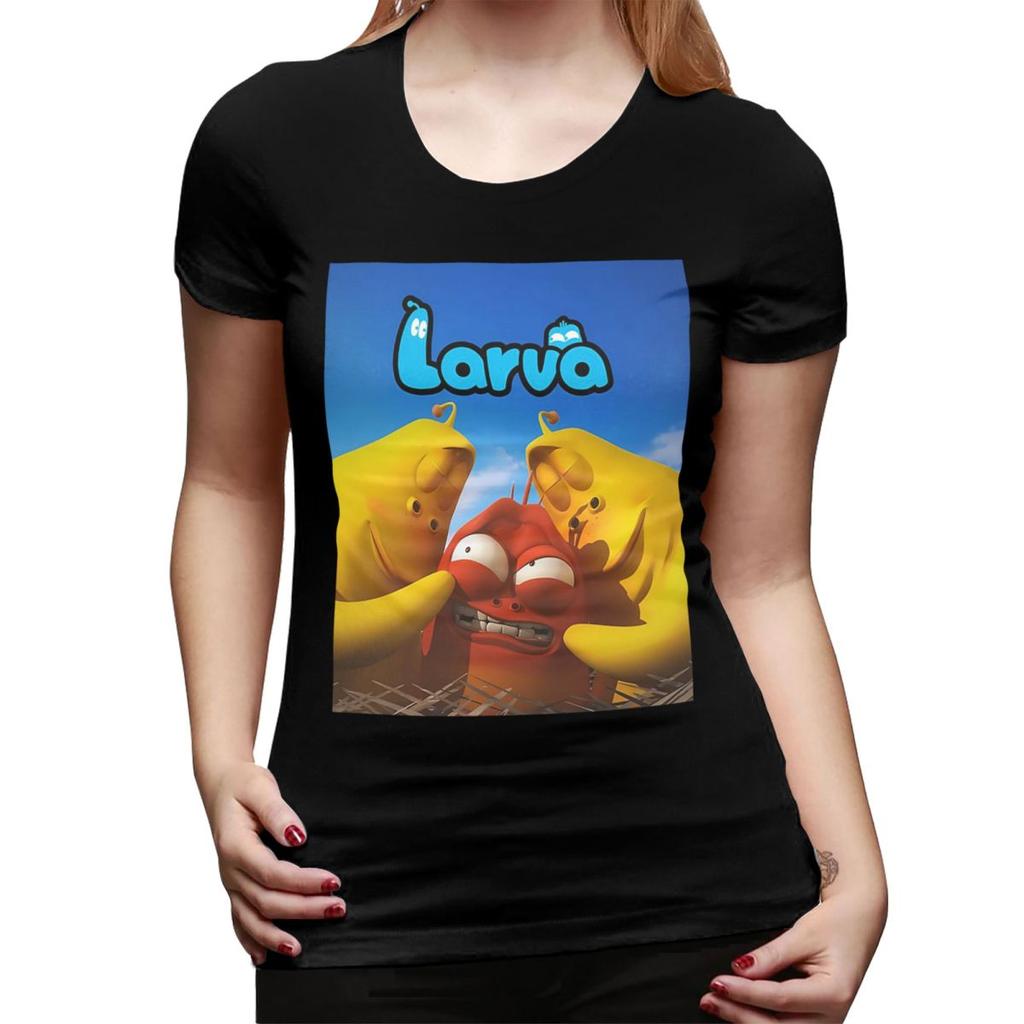 Larva Yellow Red Funny Anime TShirt for Women Round Neck Streetwear T Shirts Womens Tees Short Summer Clothes Tops