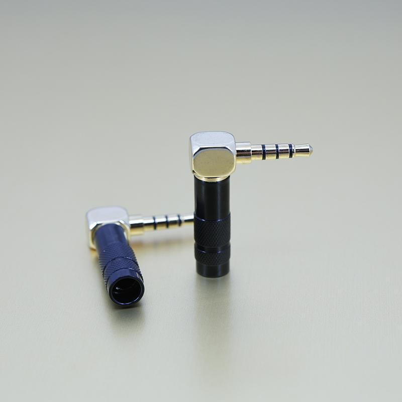4 Poles Jack 3.5mm 90 Degree Right Angle 1/8" Earphone Plug 3.5 Audio black Adapter Gold Solder 3.5mm Headphone Wire Connector