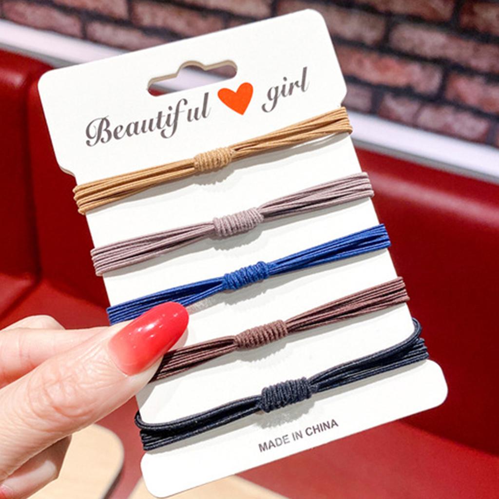 10PCS Simple Style Women's Hair Ties Solid Color Elastic Hair Bands Small Hair Ties for Female Girls Daily Wear