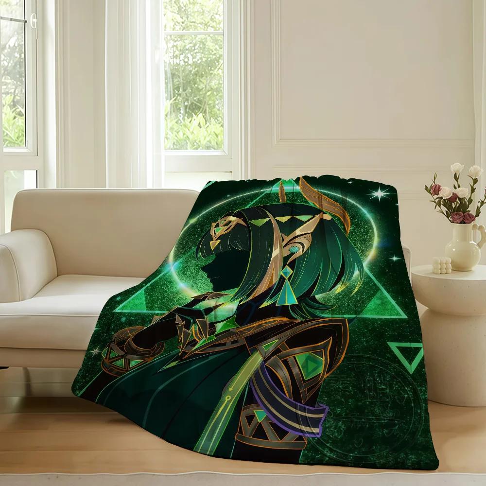 Genshin Impact Nefer Blanket for Sofa Bed Office Travel  Soft Warm Fleece for Sleeping Reading Camping Flying
