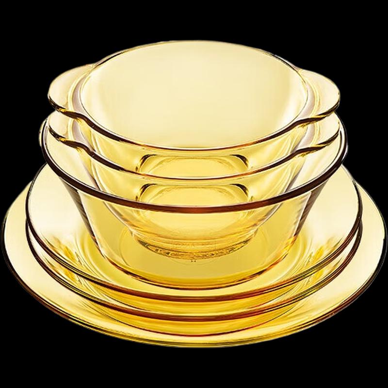 Янтарный стеклянный набор посуды Pyrex на 6 персон