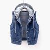 Women's Hooded Denim Vest: 2024 Spring Slim Fit, Sleeveless, Versatile Jacket with Large Pockets