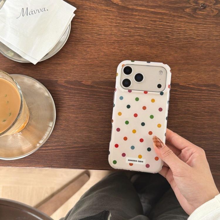 Korean Style Colorful Polka Dot Sticker for Apple 16 Pro Max & iPhone 15 Pro Case