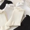 2 пары носков с оборками, женские милые чулки в стиле Лолиты, кавайные, для девочек, весенние черно-белые носки до середины икры
