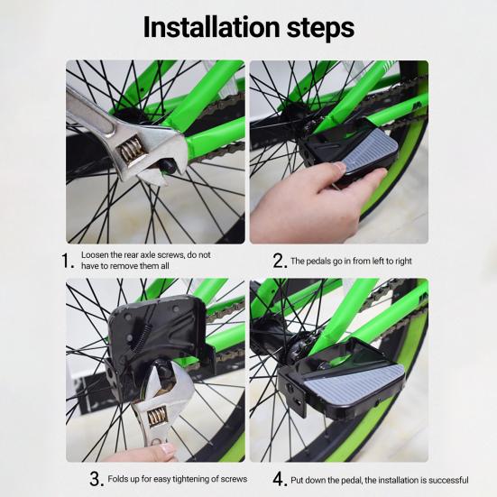 1 пара велосипедных педалей, нескользящие, расширенные, универсальные, из марганцевой стали, велосипедная задняя подставка