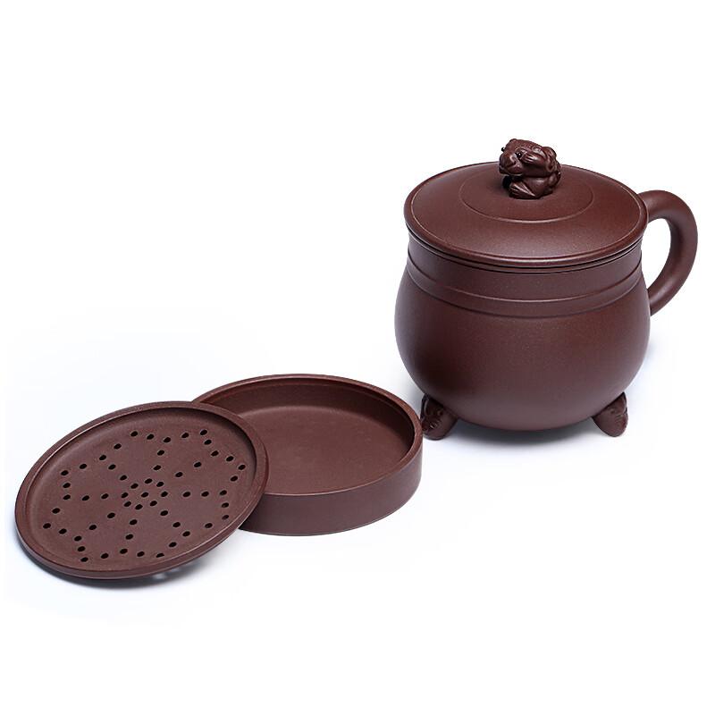 Zanghutianxia Yixing Zisha Cup with Inner Filter, Tea-Water Separation Brewing Cup, Lion Ball Compartmented Lid Cup