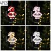 Plastic Cartoon Bear Christmas Ornaments, Electroplated Glitter Pendants for Tree & Window Decoration