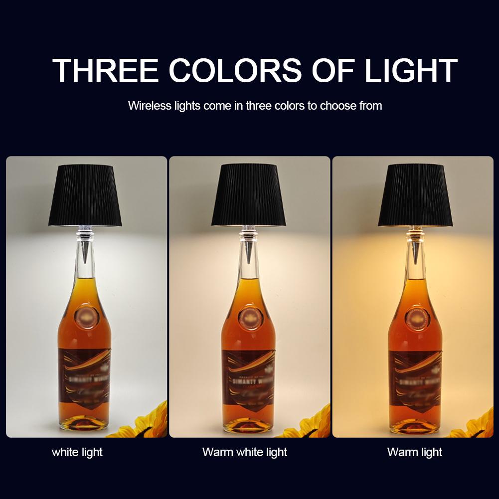 Беспроводная лампа для бутылки 3 цвета + RGB Светодиодный светильник для винной бутылки Перезаряжаемый Декоративный ночник для любой бутылки Спальня Ресторан и Бар