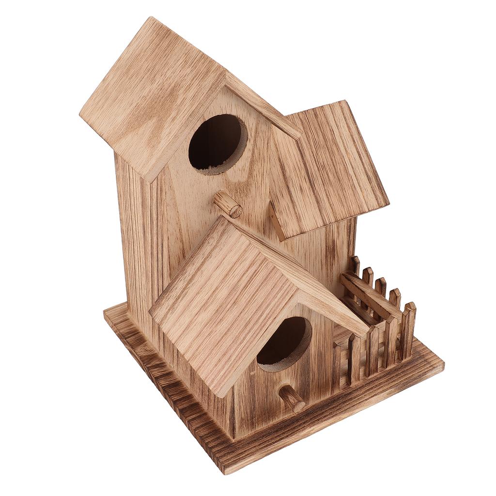 Деревянный домик для птиц с крышами, загородный домик для гнездования маленьких птиц, кормушка для дома, для внутреннего дворика на открытом воздухе