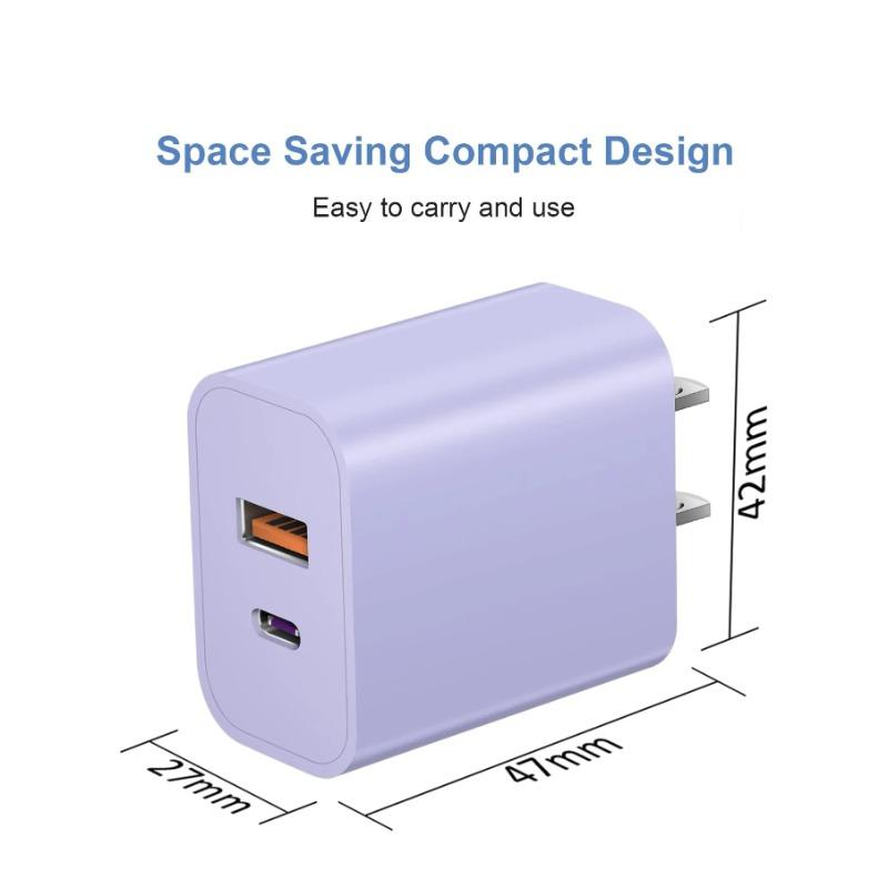 Блок быстрой зарядки USB C 20 Вт Двухпортовый адаптер питания с кабелем 6 футов Type C Комплект для быстрой зарядки для серии iPhone 15 i