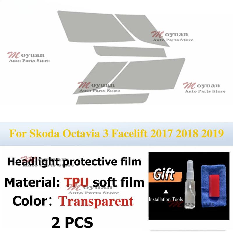 For Skoda Octavia 3 Facelift 2017 2018 Car Headlight Protect Car Film Front Headlamp TPU Exterior Sticker Car Accessories