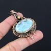 Larimar Gemstone Pure Copper Wire Wrapped Handmade Jewelry Pendant For Gift