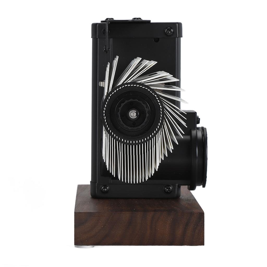 Digital Flip Clock 12 Hours Single Sided Large Number Automatic Retro Mechanical Flip Clock with Wood Base for Bedroom Office