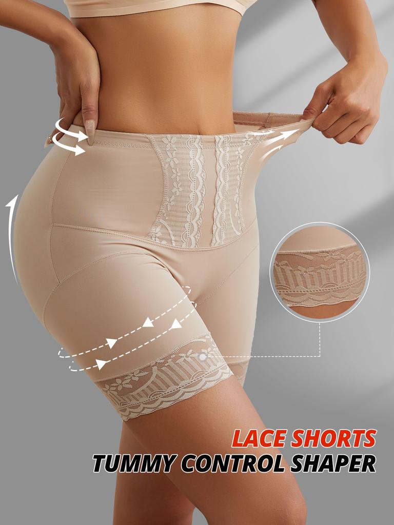 Women High Rise Tummy Control Safety Shorts Lace Boyshorts Shapewear Panties Shaping Underwear Body Shaper Boxer Briefs