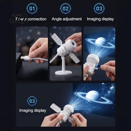 Unique Gift for Friends Star Projector Night Light, USB Space Moon Lamp Car Adjustable Scene Lighting Bedroom, Creative Live Stream Background