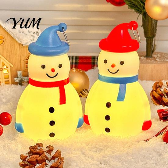 Battery Operated Hanging Light Christmas Snowman LED Night Light, Portable Cartoon Desk Lamp with Ring for Holiday Tabletop Decor Party Decor,