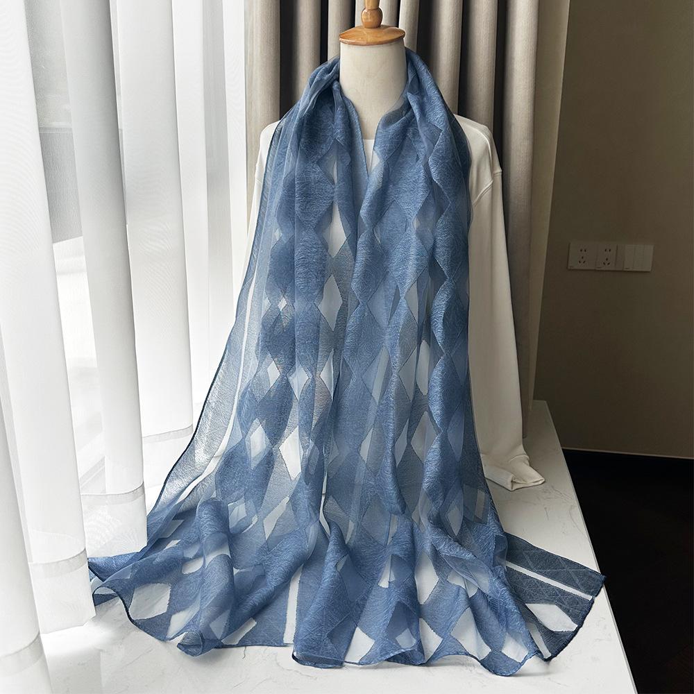 Gradient Color Block Bamboo Yarn Scarf for Women - Japanese Korean Mori Girl Style, Autumn Winter Cotton Linen Flax Shawl