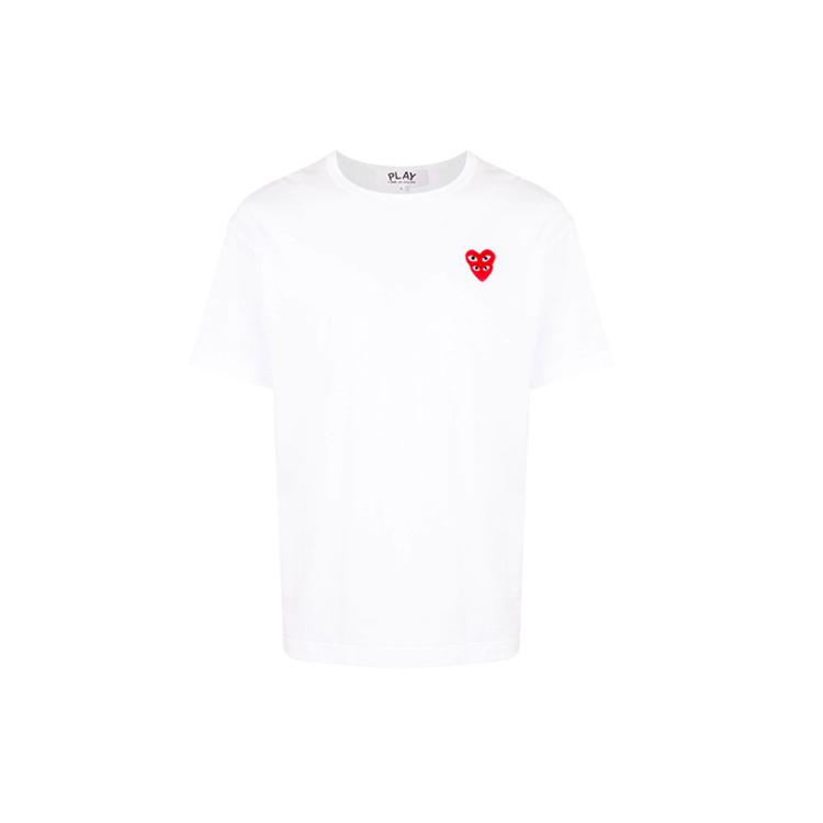 CDG Play Double Red Heart T-shirt White AZ-T288-051-2