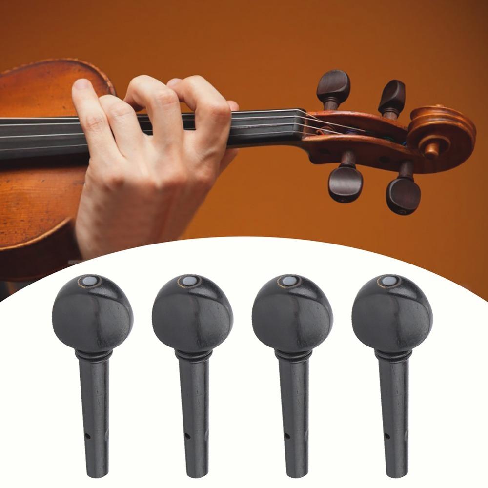4PCS Black Color Violin Tuning Pegs Ebony Material Violin Replacement Pegs For 1/2 1/4 1/8 Violin