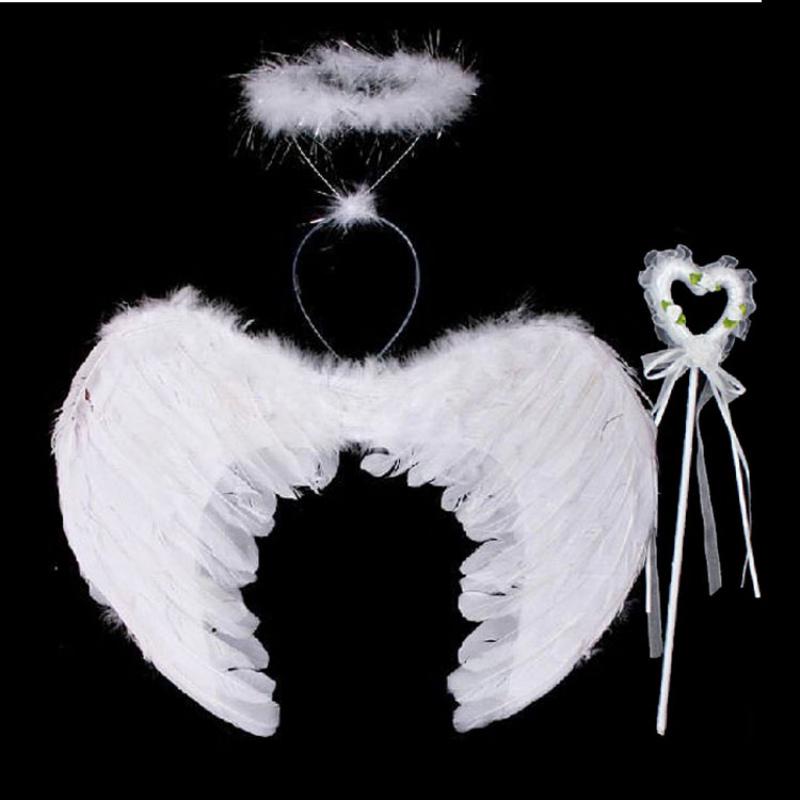 Kids Adult Fairy Feather Wings Wand Halo Halloween Party Costume Fancy Set