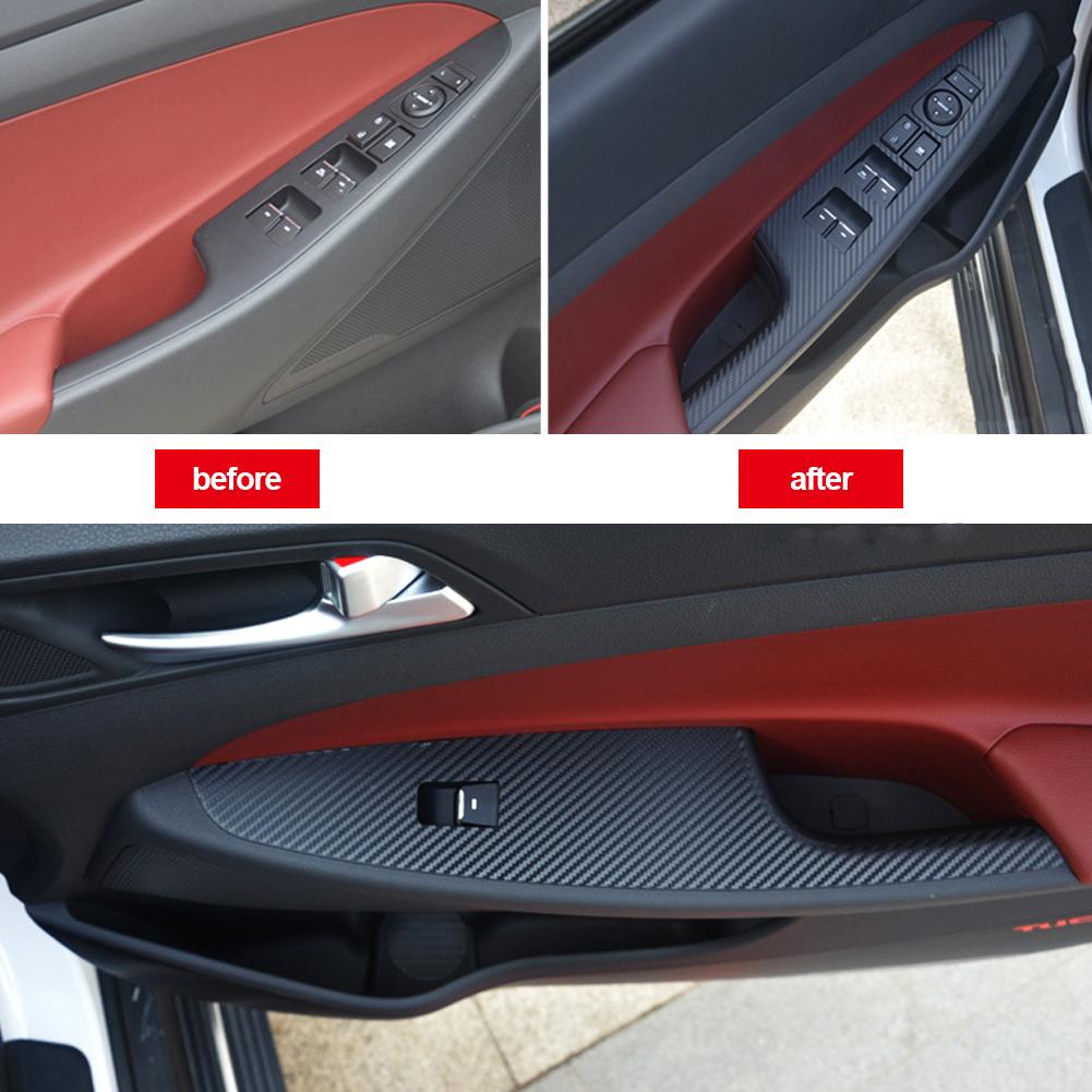 4X наклейка из углеродного волокна, кнопка подъема окна автомобиля, панель переключателя, накладка, наклейки для Hyundai Tucson (TL) 2015- Авто