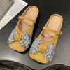 Модные туфли-лодочки с кристаллами и бантом из замши, женские тапочки, 2025, осенние, новая модная обувь, классические элегантные удобные мягкие туфли, платье, zapatillas mujer