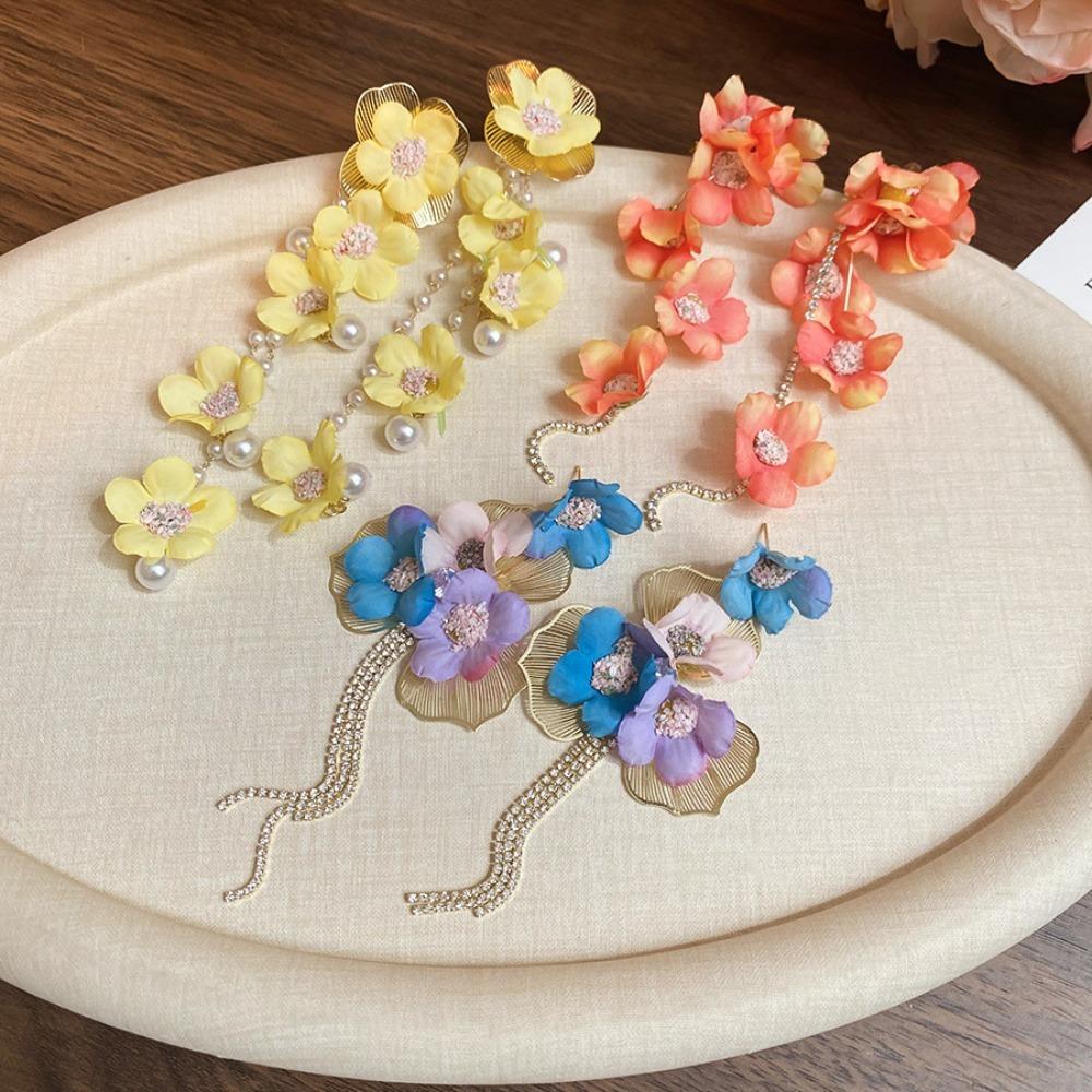 Exaggerated Petals Tassel Earring Sweet Women's Jewelry New Flower Dangle Earrings  Vacation
