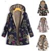 Women's Cotton and Hemp Hooded Jacket Sweater Plush Printed Jacket