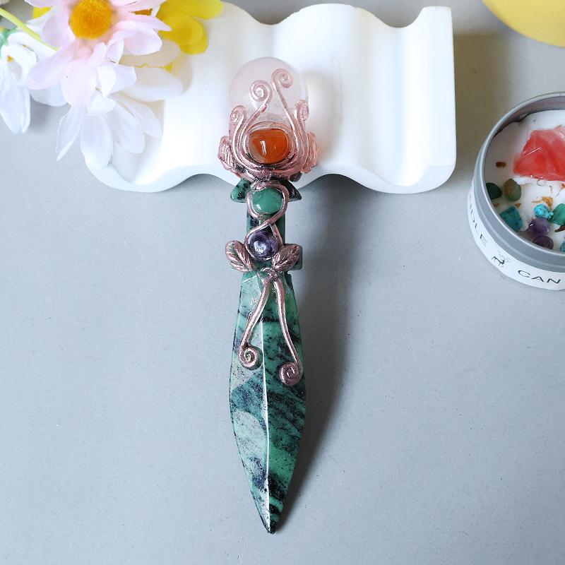 Knife Shaped Crystal Scepter, Magic Wand Combining Knife Shaped Crystal and Crystal Ball, Halloween Gift
