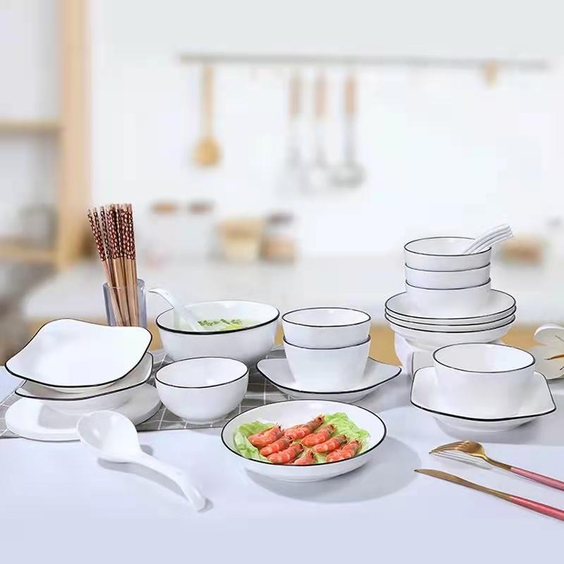Japanese Dishes Set Nordic Ceramic Dishes and Chopsticks Plates Household Tableware Microwave Oven Eating Bowls Small Soup Bowls