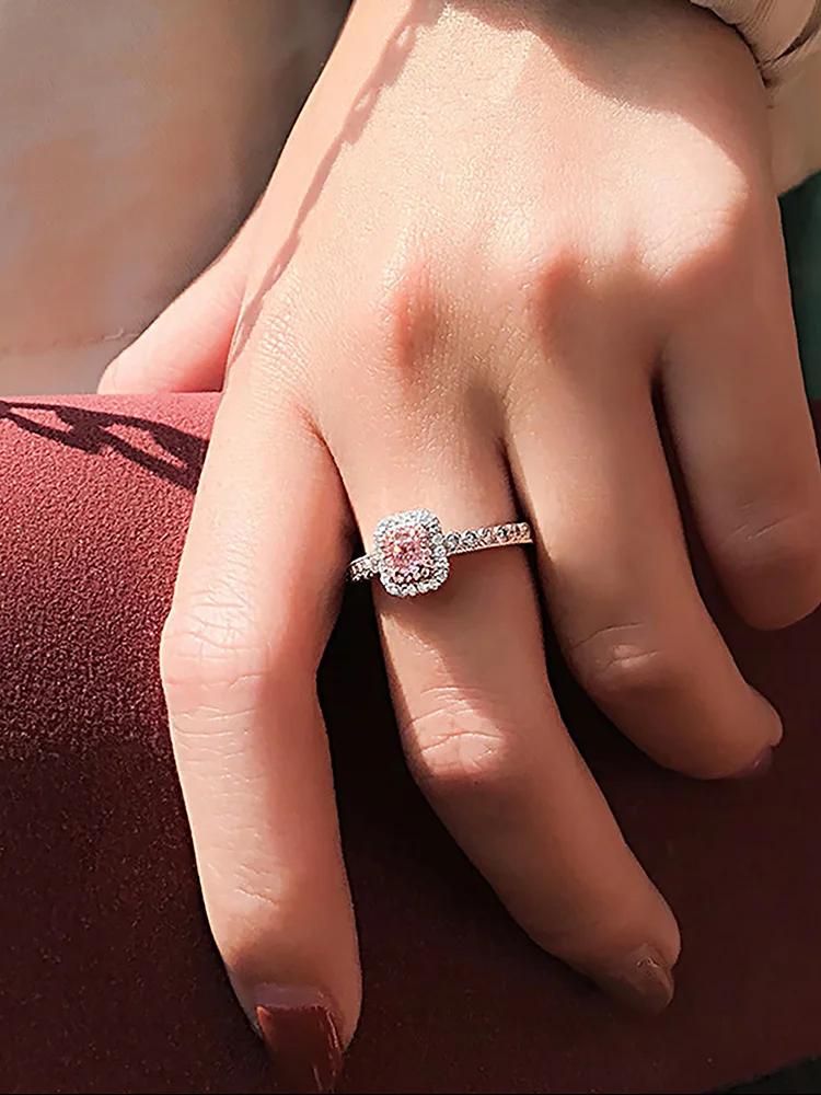 925 Sterling Silve Fashion Delicate Sweet Pink Zircon Ring For Women Anniversary Luxury Personalized High Quality Fine Jewelry