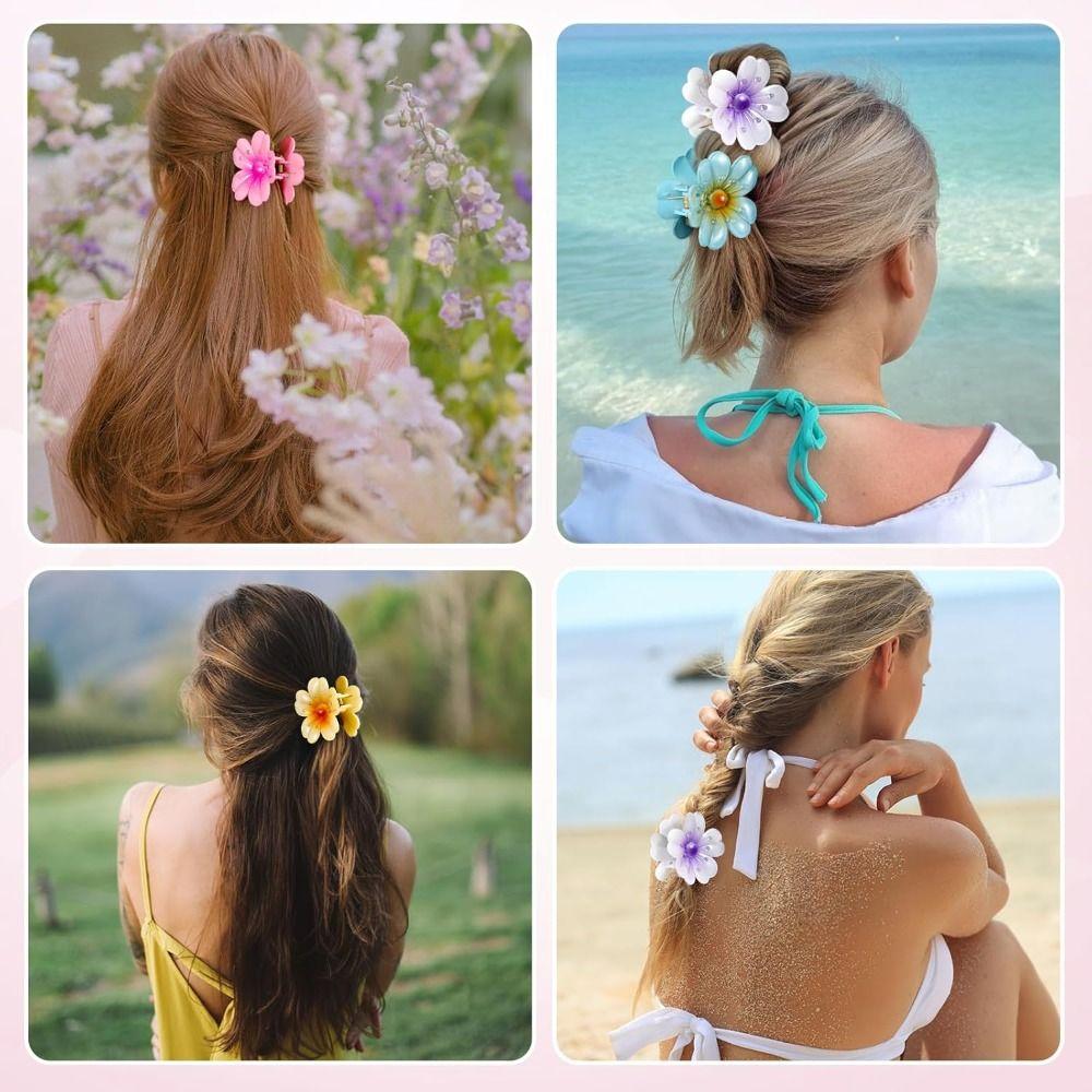 Большие заколки-крабы для волос с цветком, нескользящие, большие заколки-крабы, аксессуары для волос для густых тонких волос