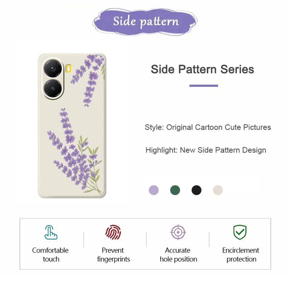 For Xiaomi Redmi Turbo 4 5G/Poco X7 Pro 5G Case Lavender Pattern Printing Straight Edge TPU Phone Back Cover