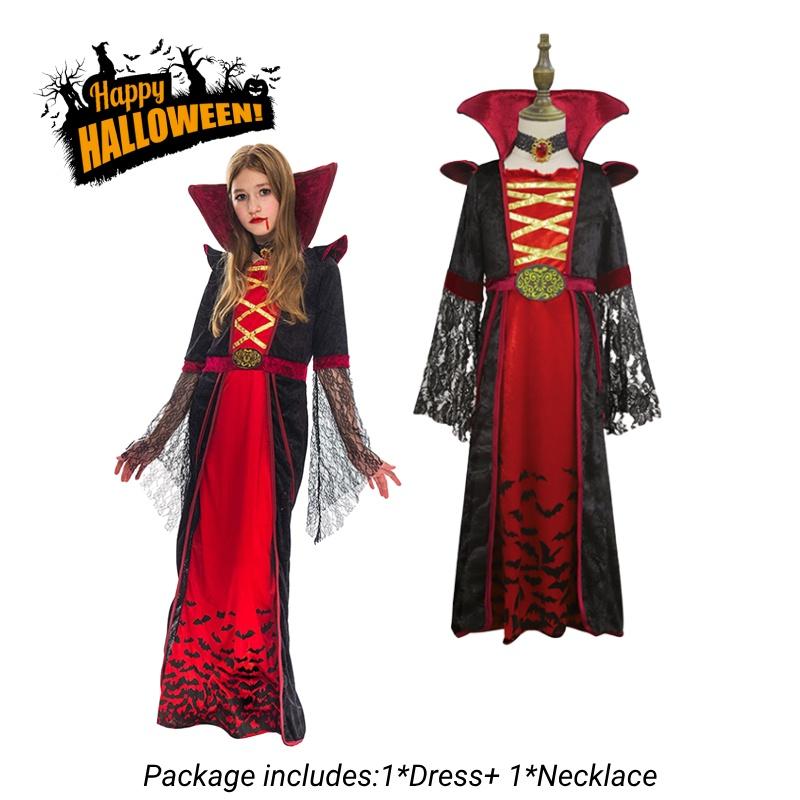 Girls Halloween Vampire Costume Spooky Cosplay Outfit For Dance