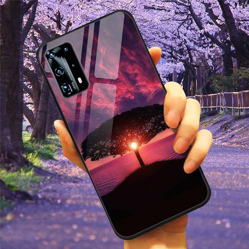 Для Huawei P40 Lite / P40Pro Чехол P 40 Закаленное Стекло Звездный Мрамор Жесткая Задняя Крышка для Huawei P40 Pro / P40Lite E Чехлы Coque
