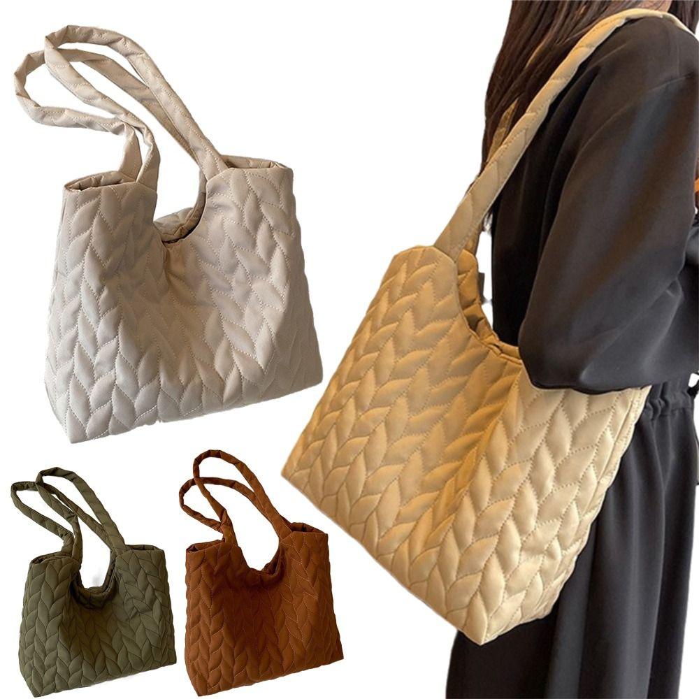 Мягкая стеганая сумка через плечо с хлопковой подкладкой, однотонная женская сумка под мышкой, портативные сумки, выходные