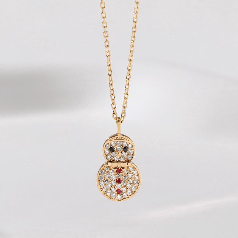 Mcel 14K Holiday With Snowman Necklace