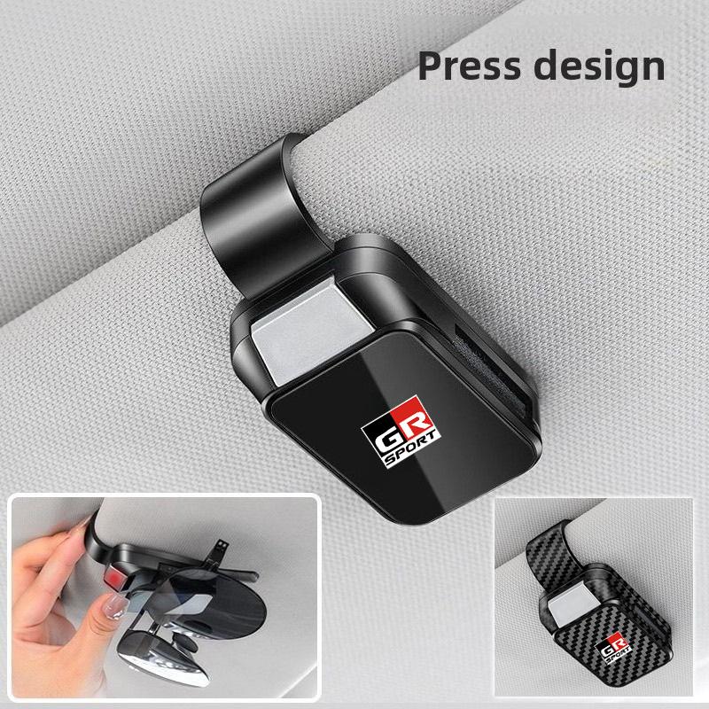 ADF3 Car Sun Visor Carbon Glasses Sunglasses Clip Holder case Storage for Toyota RAV4 Hilux Corolla Yaris Cross GR SPORT accessories