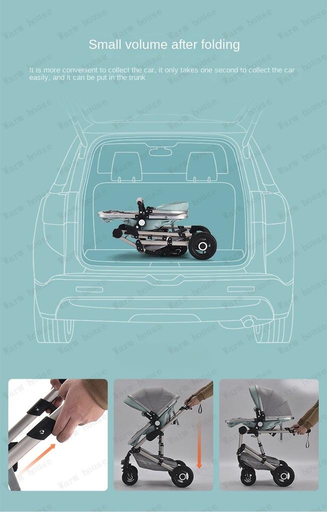 Многофункциональная детская коляска с автокреслом, детская коляска «три в одном» с высоким обзором, складная, двухсторонняя, регулируемые подлокотники