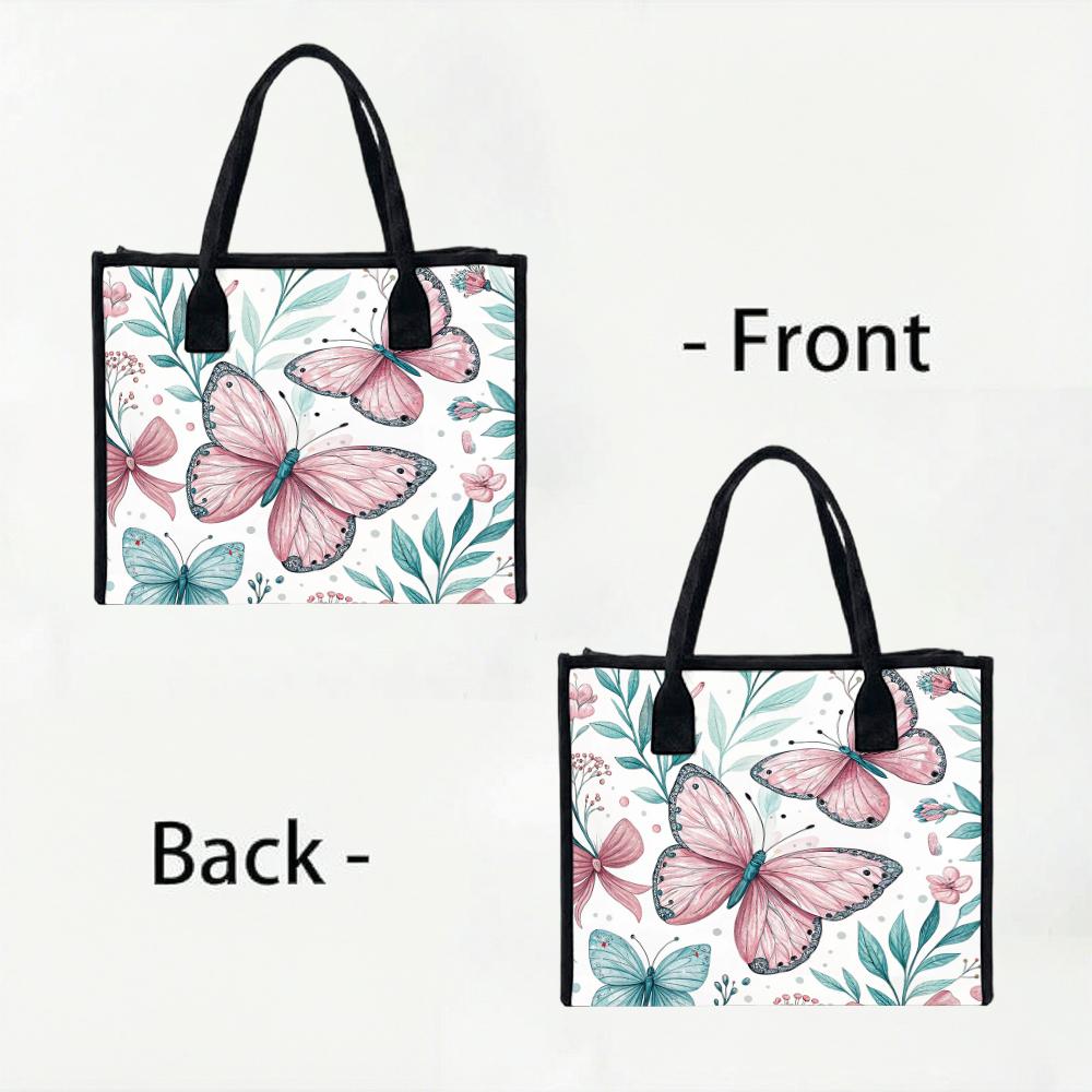 Butterfly Print Tote Bag Stylish Casual Shoulder Bag for Daily Use Shopping Travel
