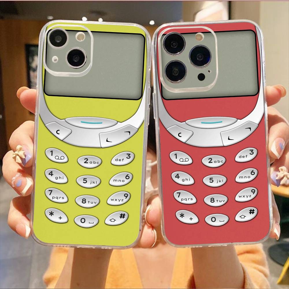 V-Винтажный Старый телефон Чехол для телефона Для iPhone17,16,15,14,13,12,11 Plus,Pro Max Мягкий прозрачный чехол