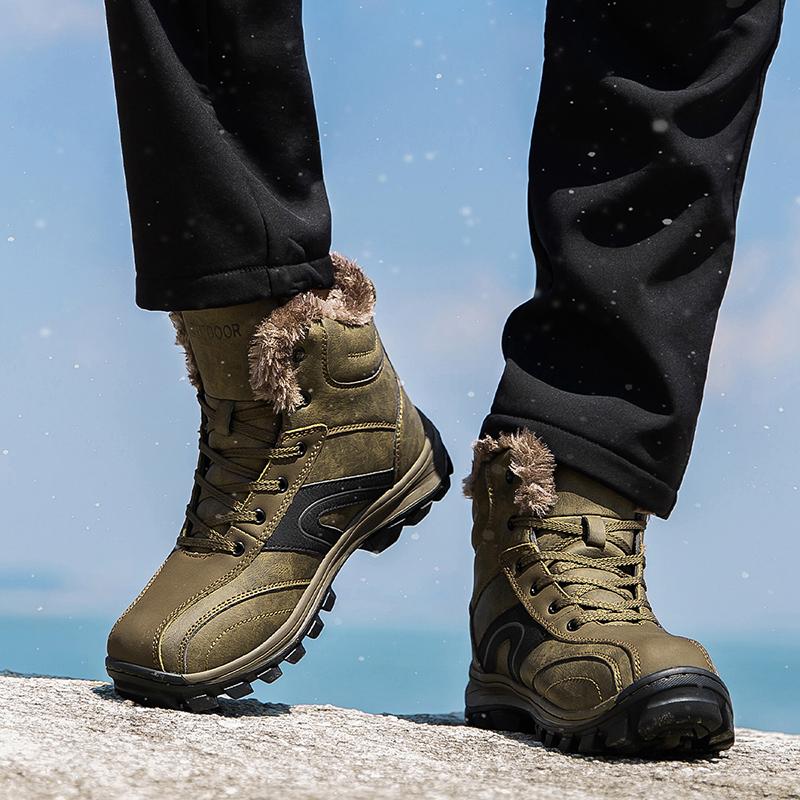 Fashion New Men's Winter Boots Thick Plush Warm Men Snow Boots Outdoor Waterproof Boots Winter Non-Slip Men Work Shoes Plus Size 40-48