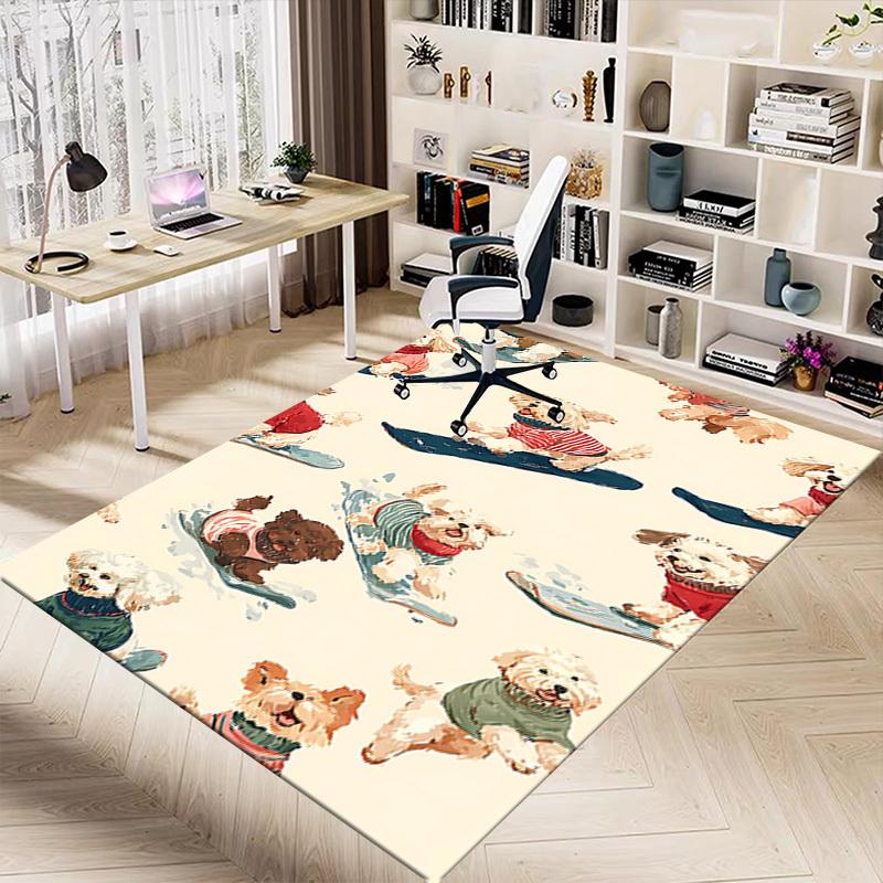 1PC Dogs Snowboarding Non-Slip Floor Carpet Compatible for Office&Living Room&Bedroom&Dining room - Flat- Soft & Pattern, Vibrant Colors-W313