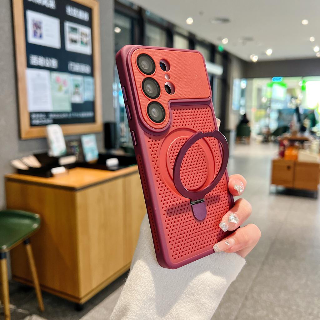 Применимо к чехлу для мобильного телефона Samsung S26Ultra, теплоотводящий, дышащий, сетчатый чехол, магнитный держатель, ремешок против падения S25U, защитная пленка для объектива, твердый