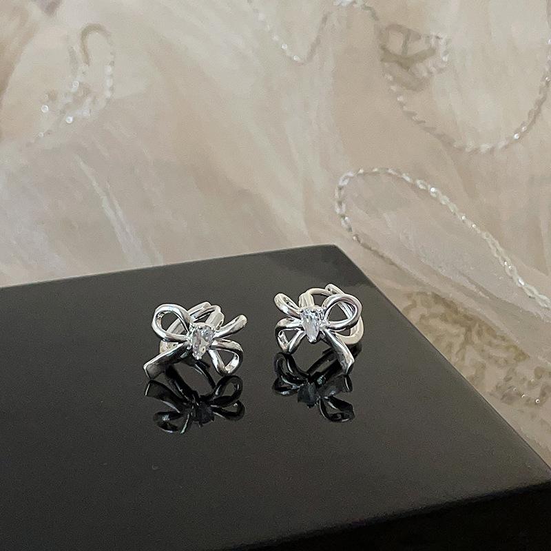 Серьги-бантики с микро-инкрустацией из циркония, женские, нишевые, дизайн, сладкие и милые, простые, индивидуальные, универсальные серьги