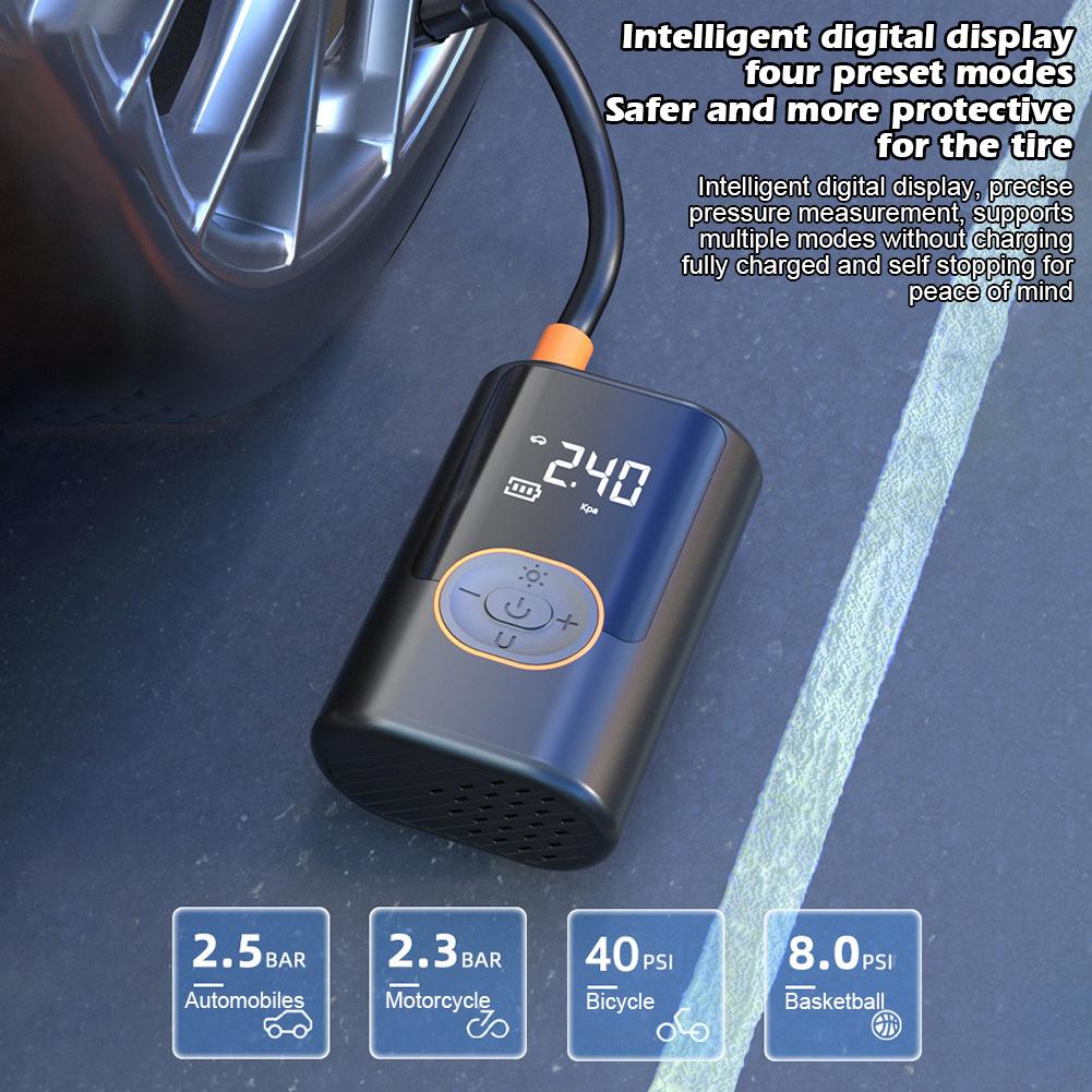 100W Cordless Car Tire Inflator Air Compressor Pump Portable Cordless Inflator with LED USB Out For Car Bicycle MotorcycleBall
