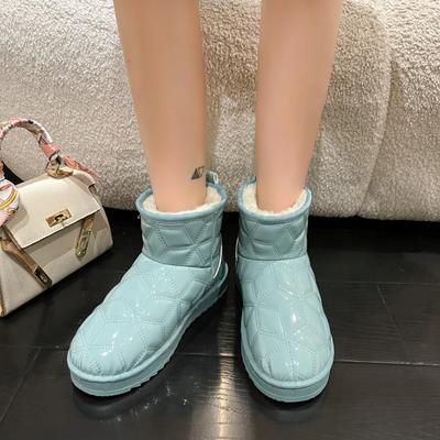 Модная белая обувь для женщин, массивные ботильоны на платформе до щиколотки, с круглым носком, элегантные, на низком каблуке, синие женские зимние ботинки, дизайнерские, роскошные, из овчины