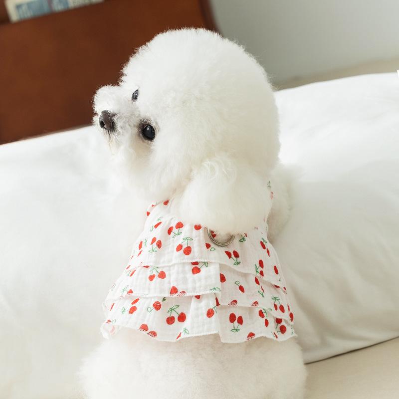 Puppy Full Printed Traction Suspender Dress Small Dog Bigbear Teddy Summer Outdoor Thin Pet Dog Dress