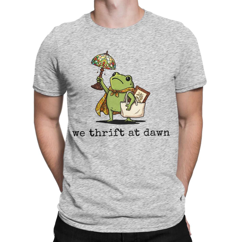 Unisex Tshirts We Thrift At Dawn Thrifting Frog Lover Novelty Cotton Tee Shirt Short Sleeve T Shirts Round Collar Tops Summer